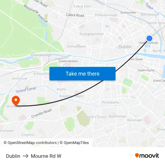Dublin to Mourne Rd W map