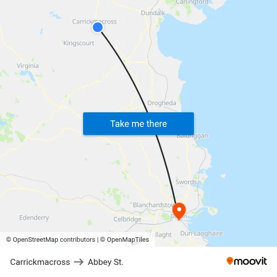 Carrickmacross to Abbey St. map