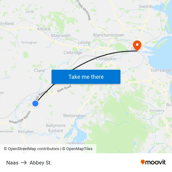 Naas to Abbey St. map