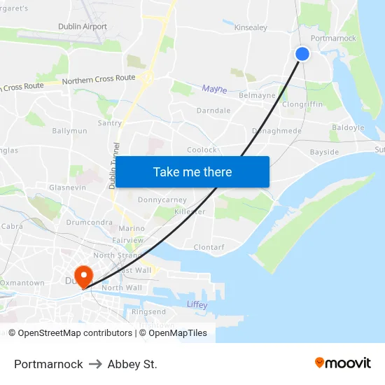 Portmarnock to Abbey St. map