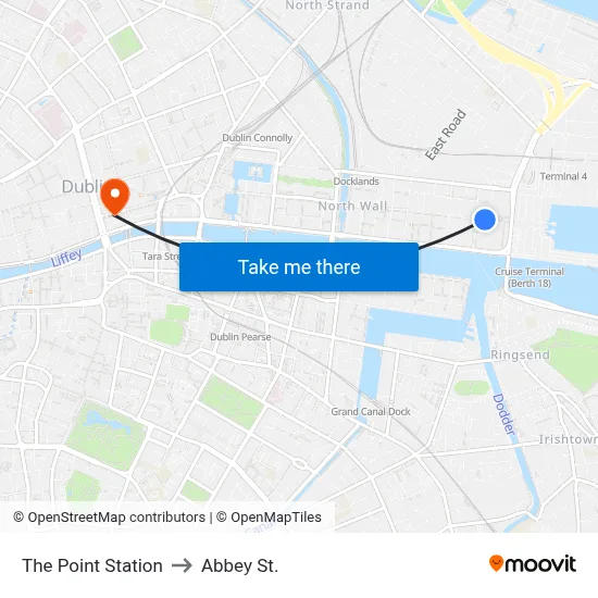 The Point Station to Abbey St. map