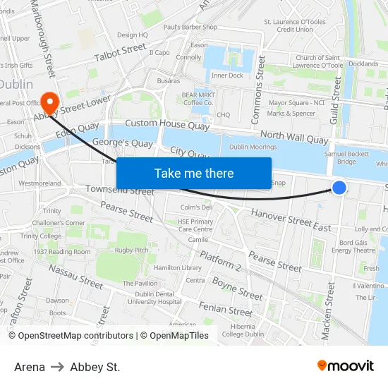 Arena to Abbey St. map