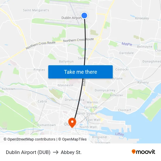 Dublin Airport (DUB) to Abbey St. map