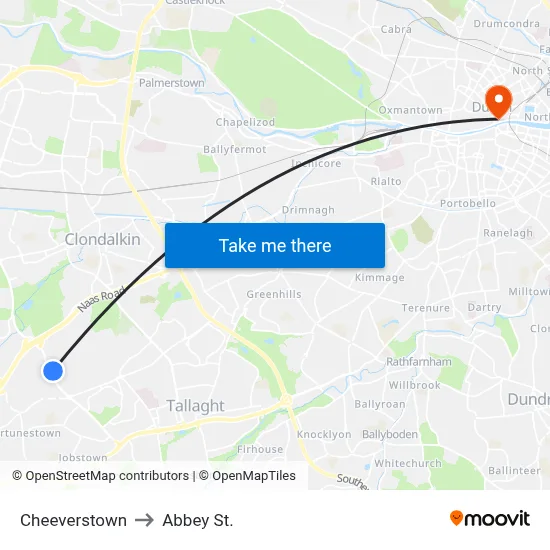 Cheeverstown to Abbey St. map