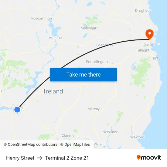 Henry Street to Terminal 2 Zone 21 map