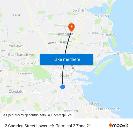 2 Camden Street Lower to Terminal 2 Zone 21 map