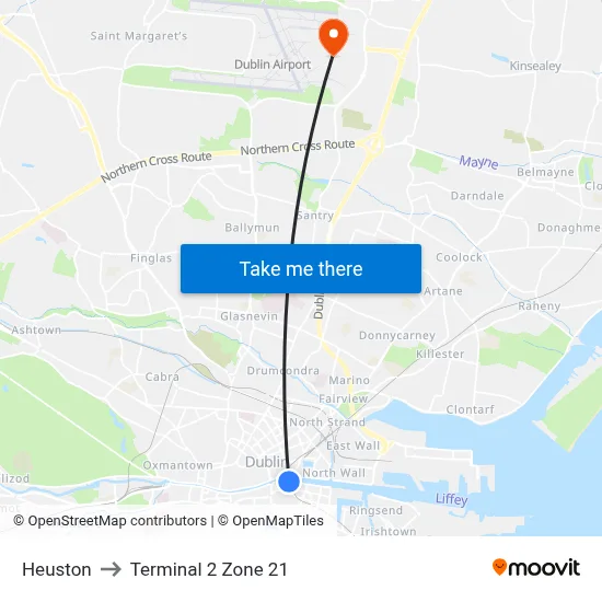 Heuston to Terminal 2 Zone 21 map