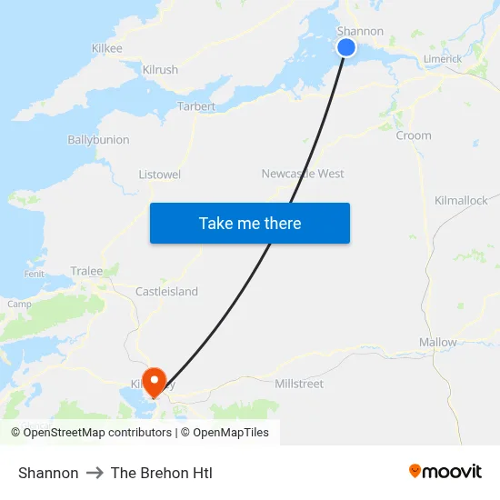 Shannon to The Brehon Htl map