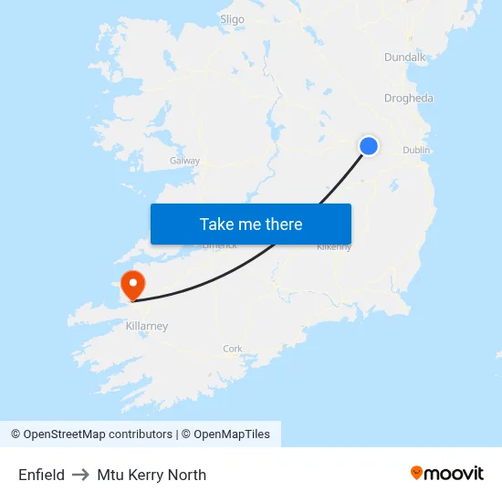 Enfield to Mtu Kerry North map