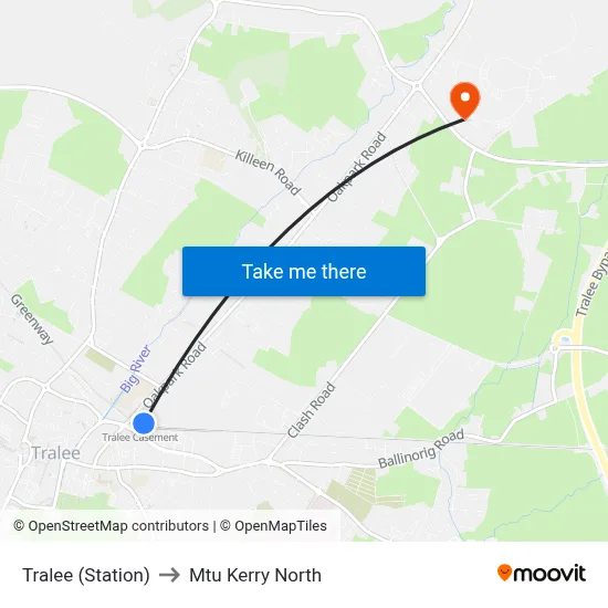 Tralee (Station) to Mtu Kerry North map