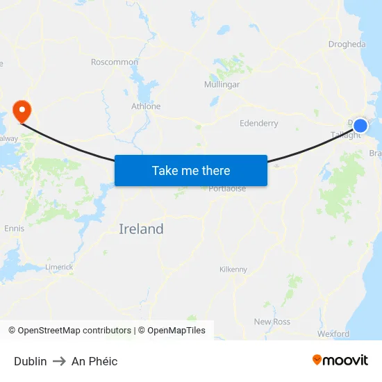 Dublin to An Phéic map