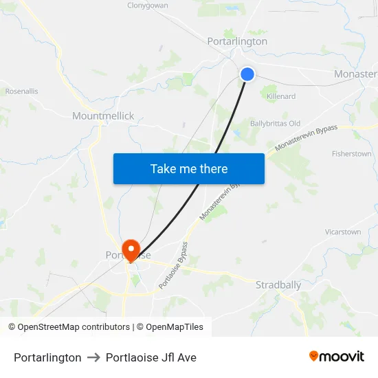 Portarlington to Portlaoise Jfl Ave map