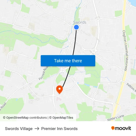 Swords Village to Premier Inn Swords map
