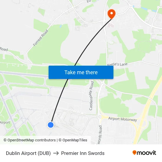 Dublin Airport (DUB) to Premier Inn Swords map