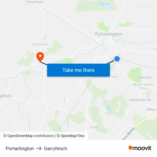 Portarlington to Garryhinch map