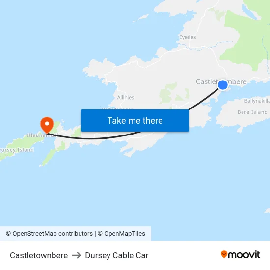 Castletownbere to Dursey Cable Car map