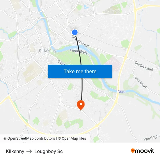 Kilkenny to Loughboy Sc map
