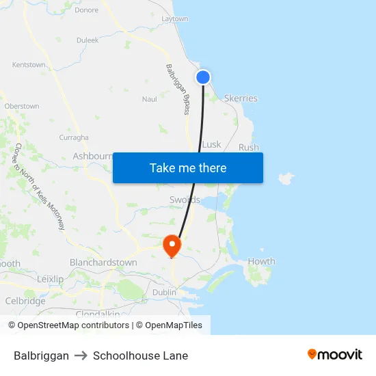 Balbriggan to Schoolhouse Lane map