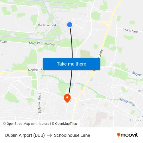 Dublin Airport (DUB) to Schoolhouse Lane map
