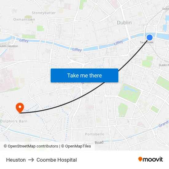 Heuston to Coombe Hospital map