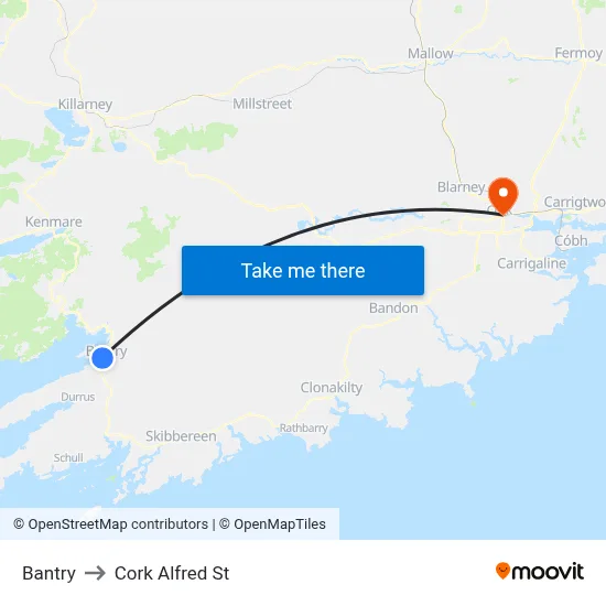 Bantry to Cork Alfred St map