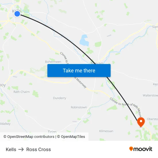 Kells to Ross Cross map