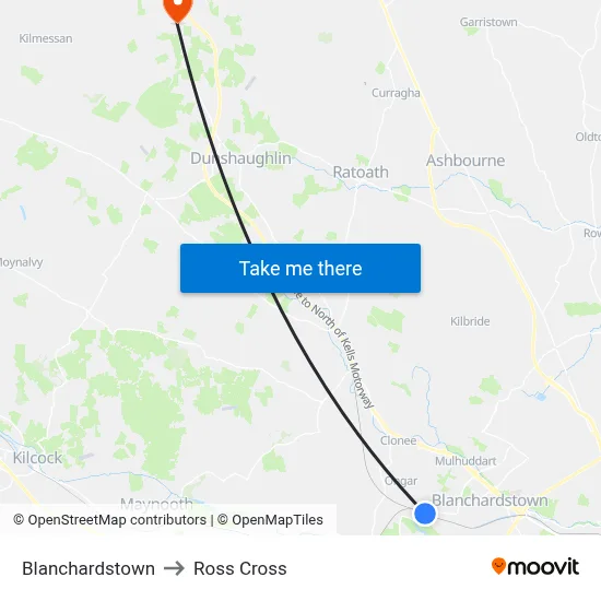 Blanchardstown to Ross Cross map
