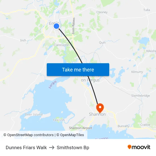 Dunnes Friars Walk to Smithstown Bp map