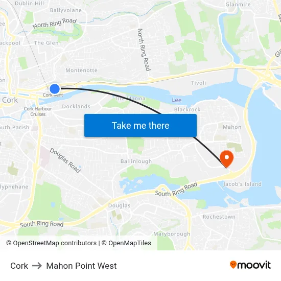 Cork to Mahon Point West map