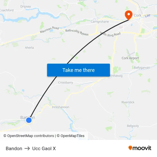 Bandon to Ucc Gaol X map