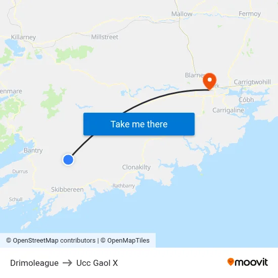 Drimoleague to Ucc Gaol X map