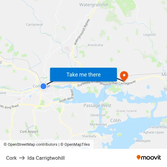 Cork to Ida Carrigtwohill map