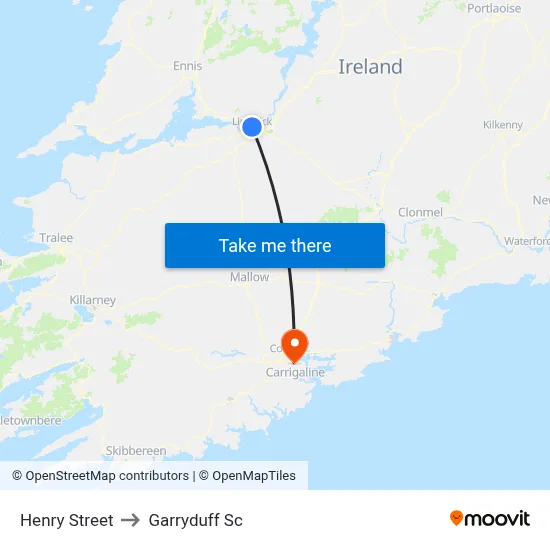 Henry Street to Garryduff Sc map