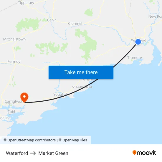 Waterford to Market Green map