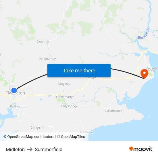 Midleton to Summerfield map