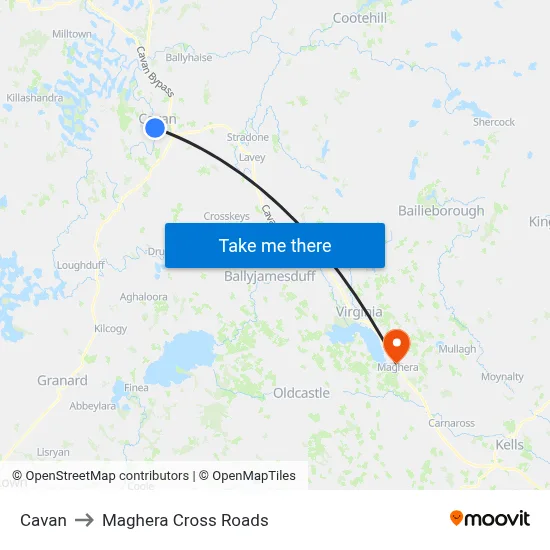 Cavan to Maghera Cross Roads map
