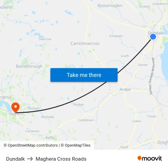 Dundalk to Maghera Cross Roads map
