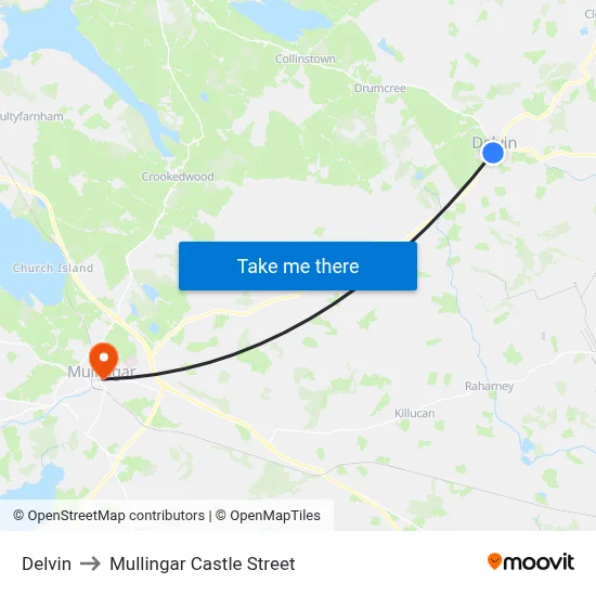 Delvin to Mullingar Castle Street map