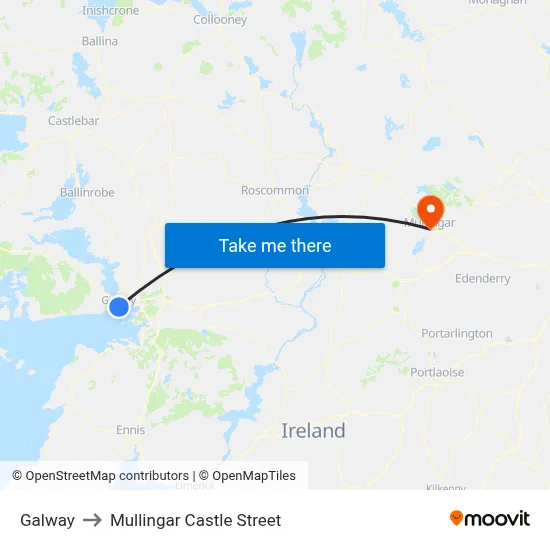 Galway to Mullingar Castle Street map