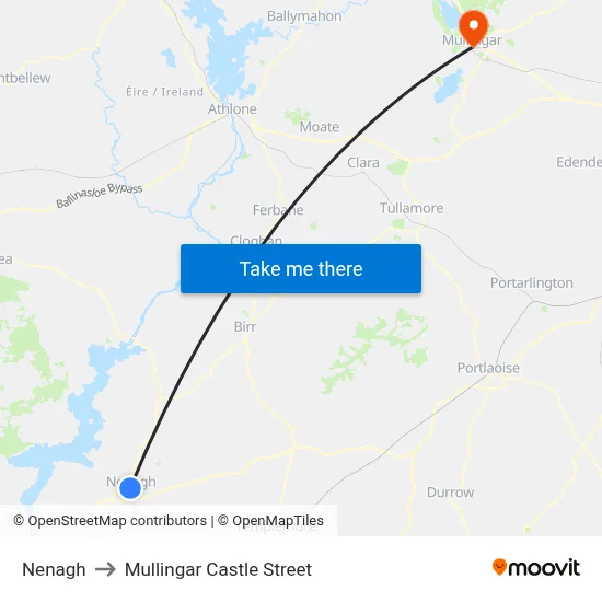 Nenagh to Mullingar Castle Street map