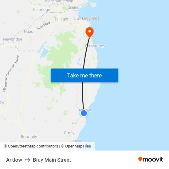 Arklow to Bray Main Street map
