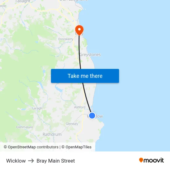 Wicklow to Bray Main Street map
