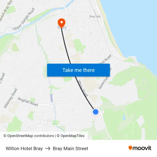 Wilton Hotel Bray to Bray Main Street map