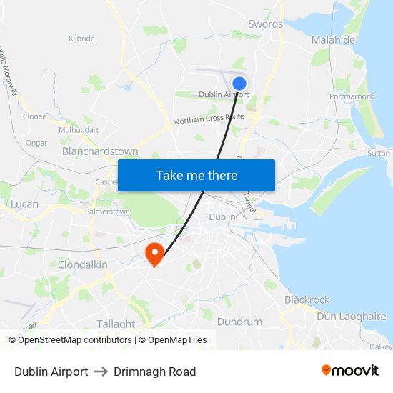 Dublin Airport to Drimnagh Road map