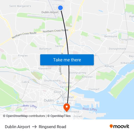 Dublin Airport to Ringsend Road map