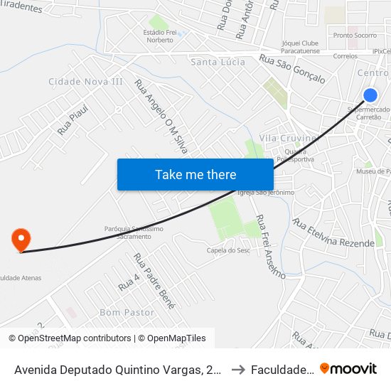 Avenida Deputado Quintino Vargas, 212 | Pizzantti Calçados to Faculdade Atenas map