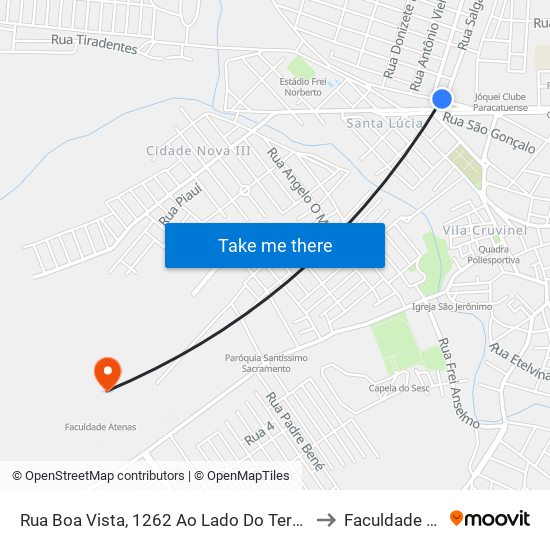 Rua Boa Vista, 1262 Ao Lado Do Terminal Rodoviário to Faculdade Atenas map