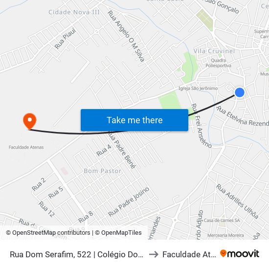 Rua Dom Serafim, 522 | Colégio Dom Serafim to Faculdade Atenas map