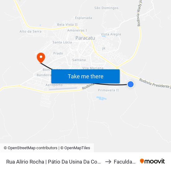 Rua Alírio Rocha | Pátio Da Usina Da Coopervap - Ponto Final Do Alvorada to Faculdade Atenas map