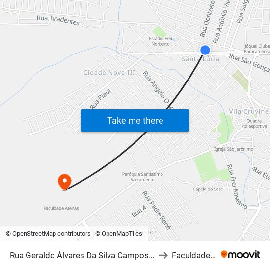 Rua Geraldo Álvares Da Silva Campos, 587 | Gráfica União to Faculdade Atenas map